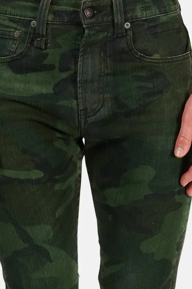 Cotton Leather Camo Jeans
