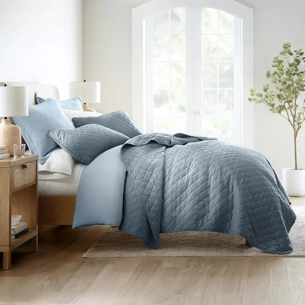 Diamond Stitch Quilted Coverlet Set