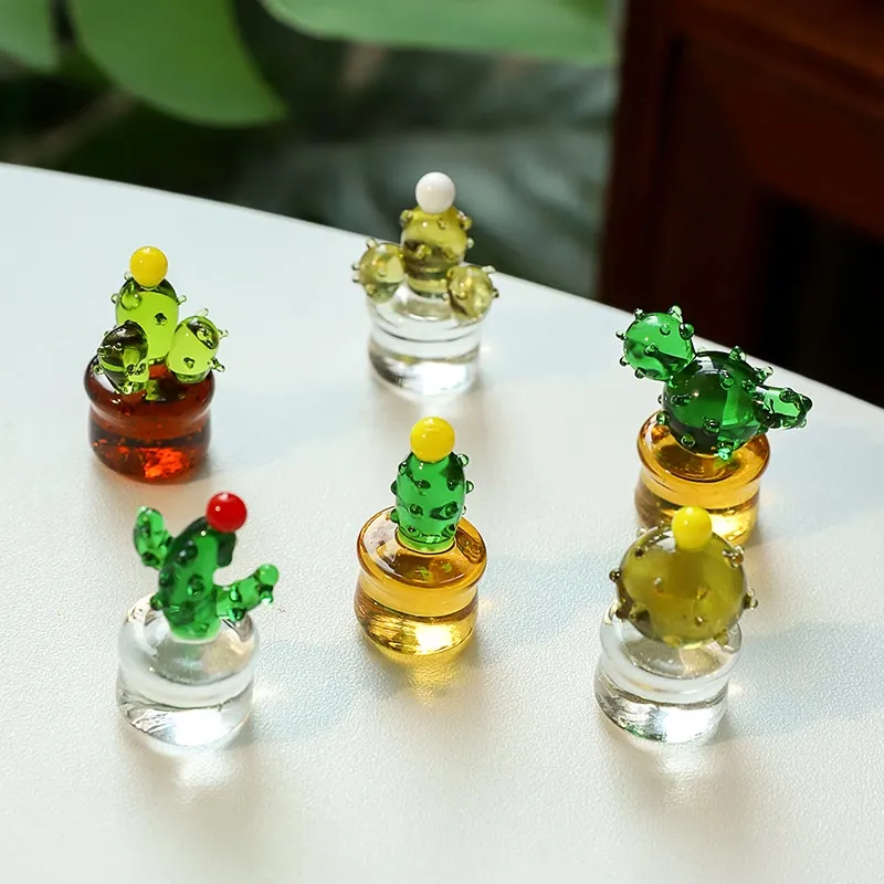 Mini Cactus Glass Decor