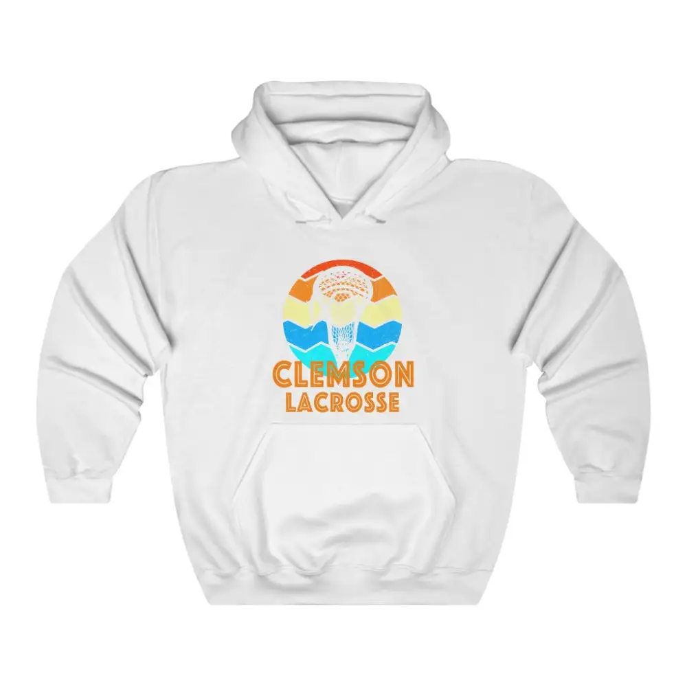 Retro Sunset Lacrosse Graphic Pullover Hoodie