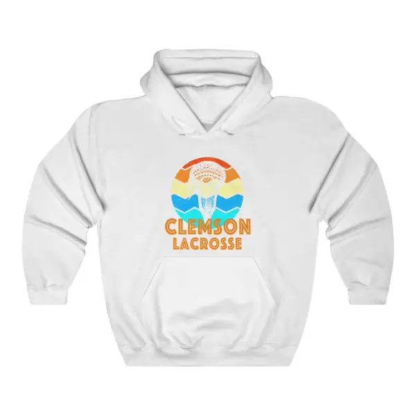 Retro Sunset Lacrosse Graphic Pullover Hoodie