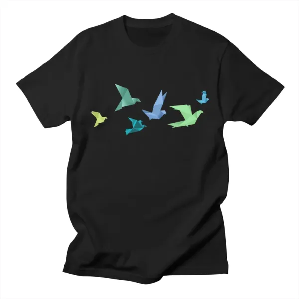 Vibrant Thousand Paper Cranes Print Short-Sleeved Top