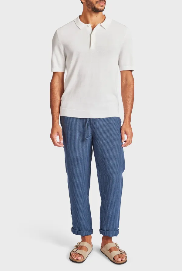 Relaxed Fit Linen Blend Drawstring Trousers