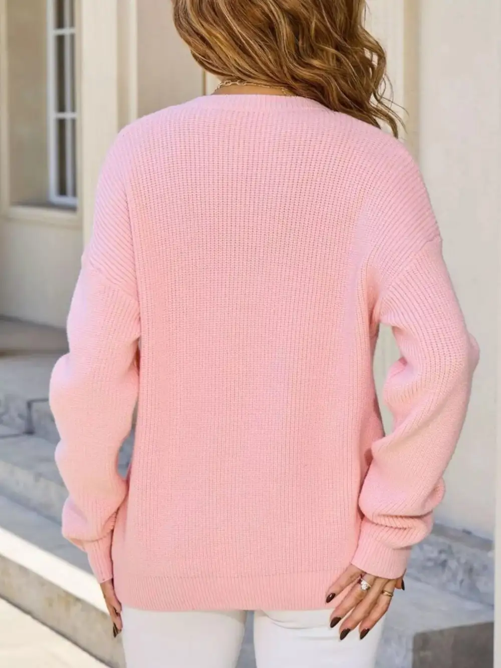 Buttoned Ribbed Knit Cardigan