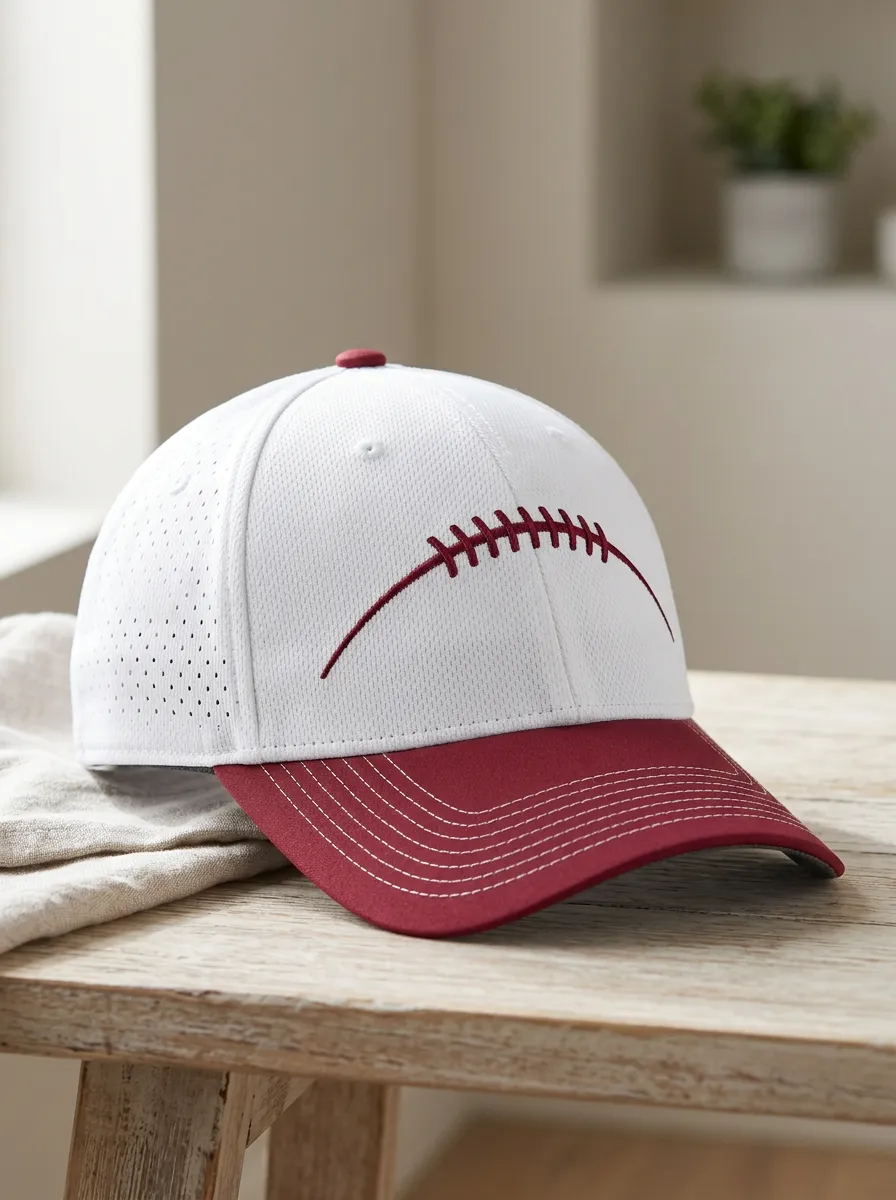 Unisex Football Fan Maroon Stitch Printed Baseball Cap