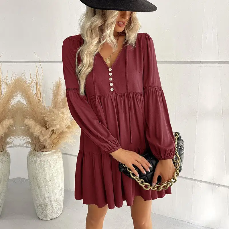 Women's Shirt Ruffled Dress