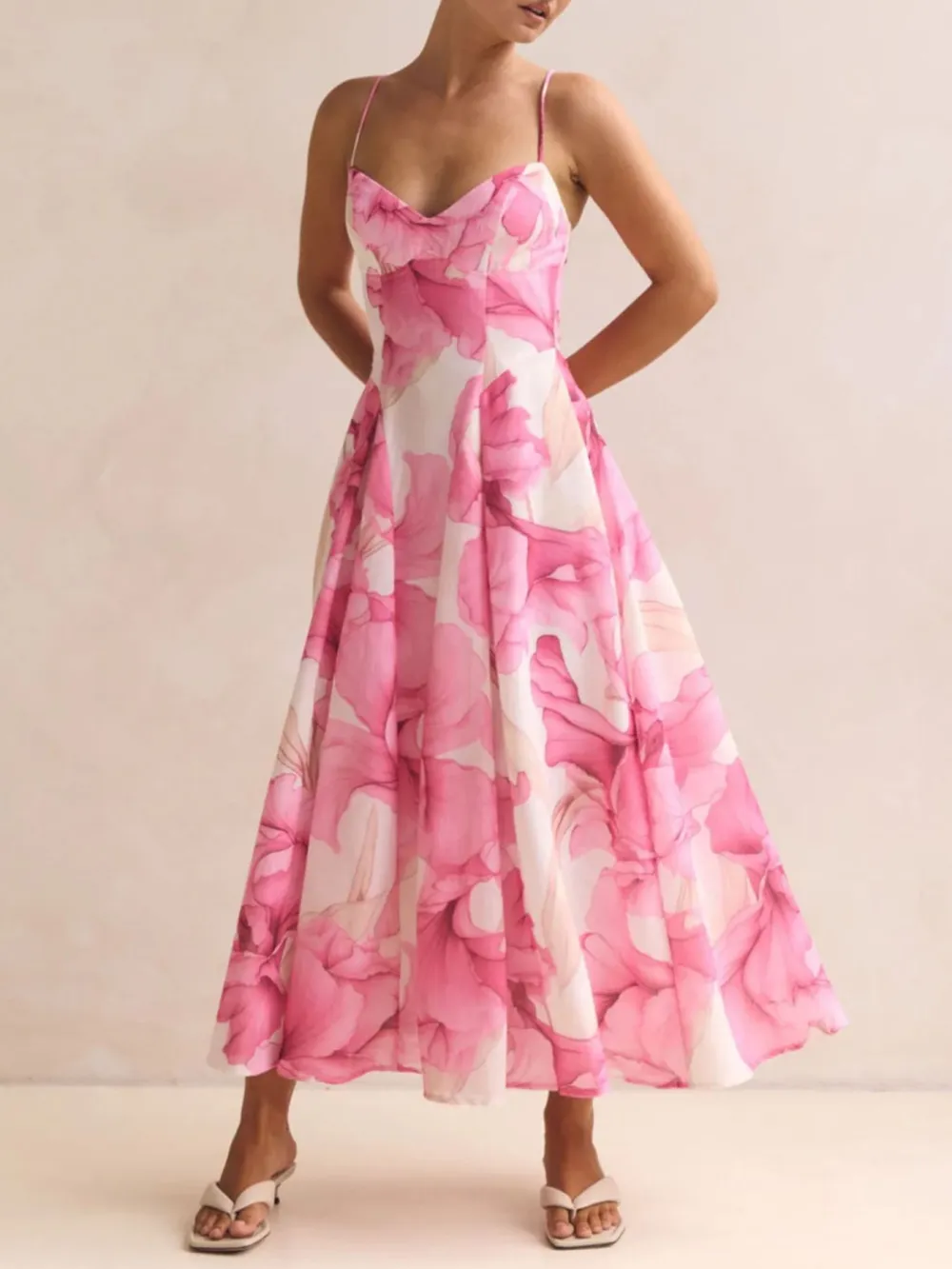 Spaghetti Spaghetti Strap Midi Dress