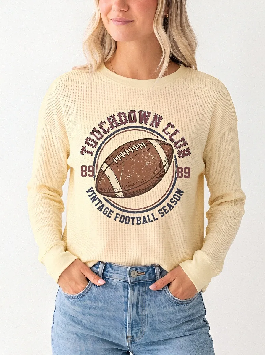 Women's Touchdown Club Vintage Football Printed Waffle T-Shirt