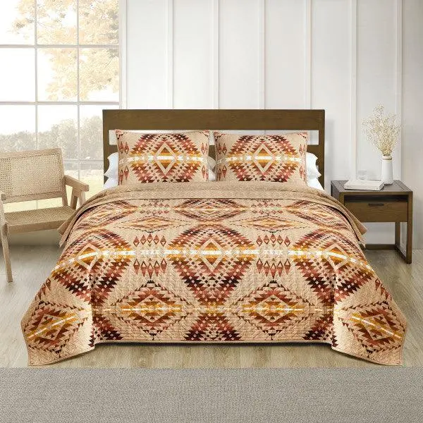 Casual Quilted Geometric Quilt Set