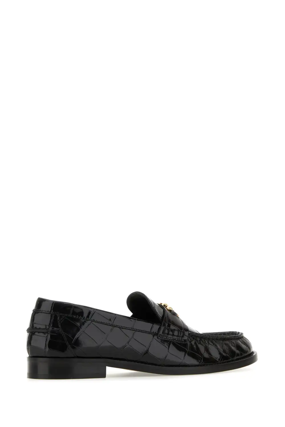 Crocodile Embossed Leather Accent Loafers