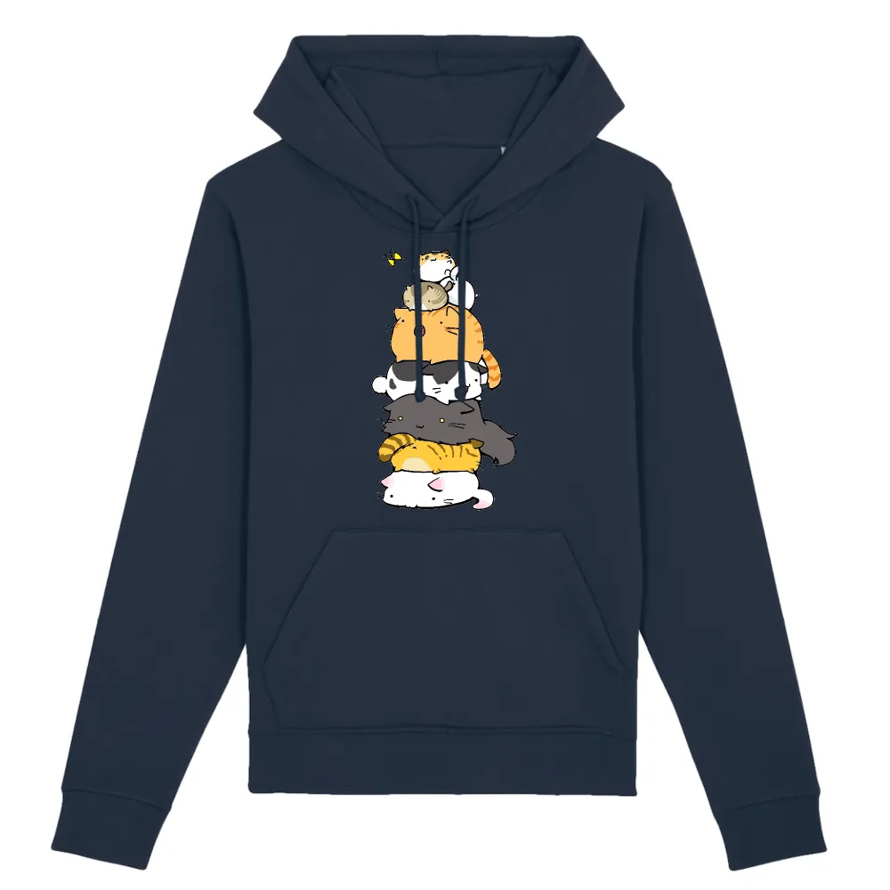 Stacked Cat Graphic Pullover Hoodie
