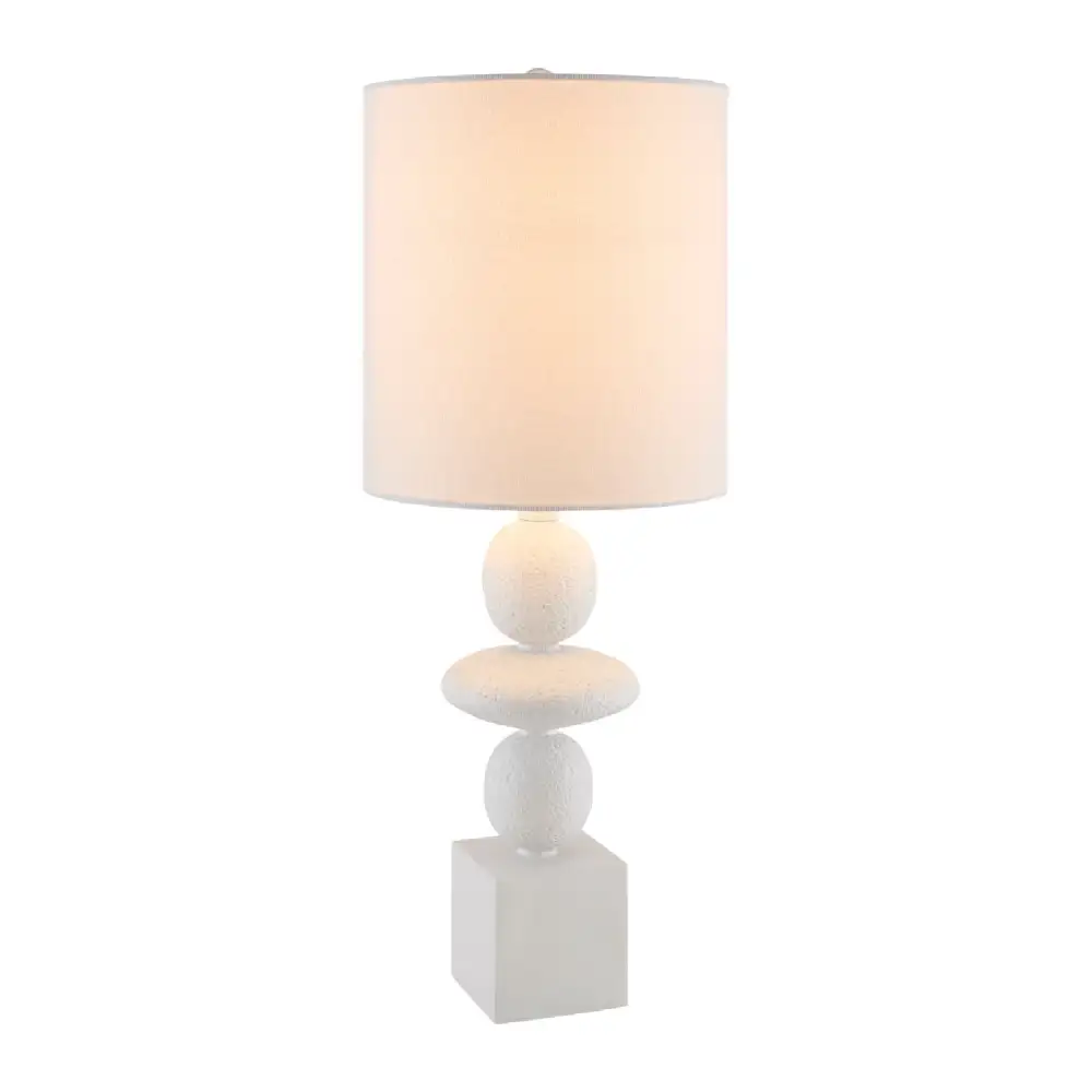Geometric Stacked Linen Table Lamp