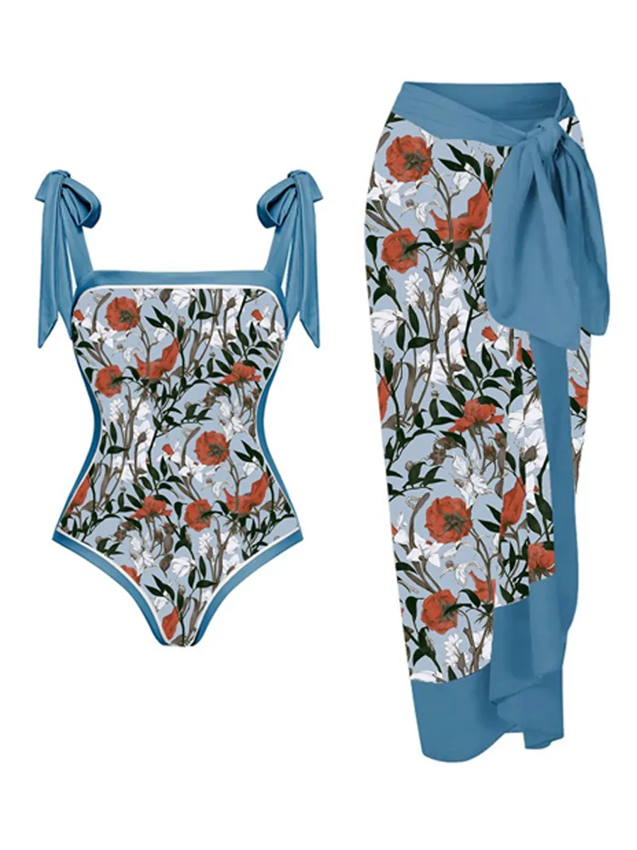 Natalie Chiffon Printed Swimsuit Set