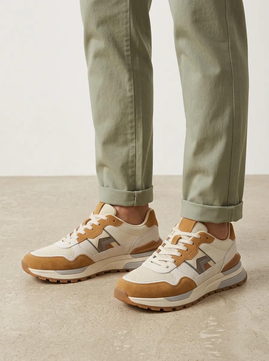 Unisex Casual Retro Suede Mesh Print Sneakers