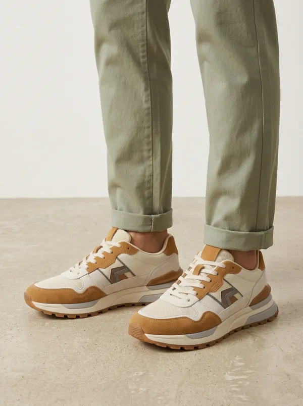 Unisex Casual Retro Suede Mesh Print Sneakers