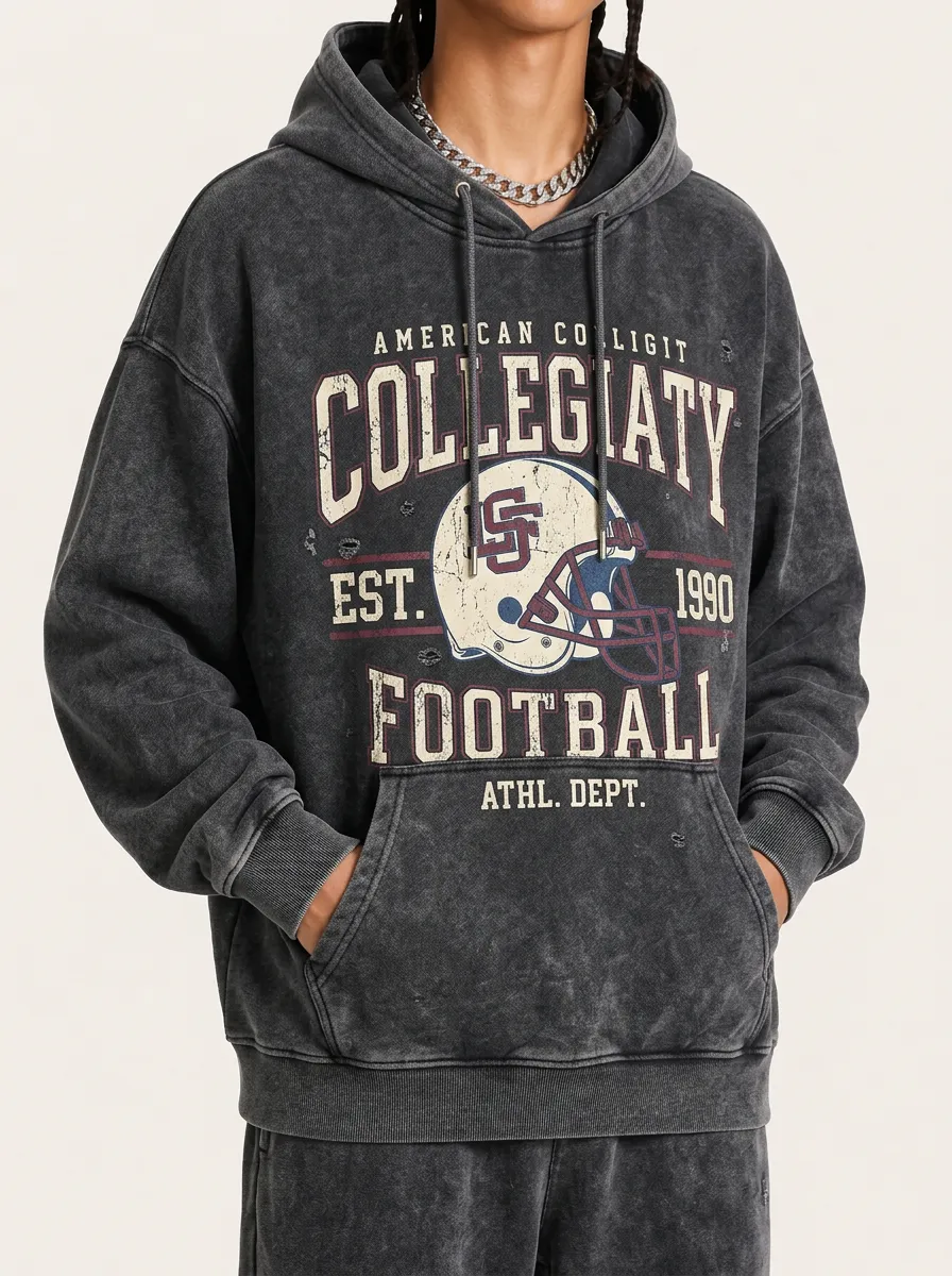 Men's American Football Collegiate Helmet Printed Hoodie