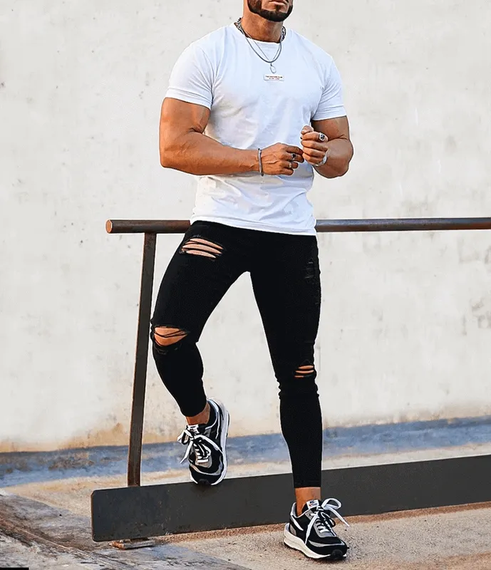 Ripped Black Distressed Denim Jeans