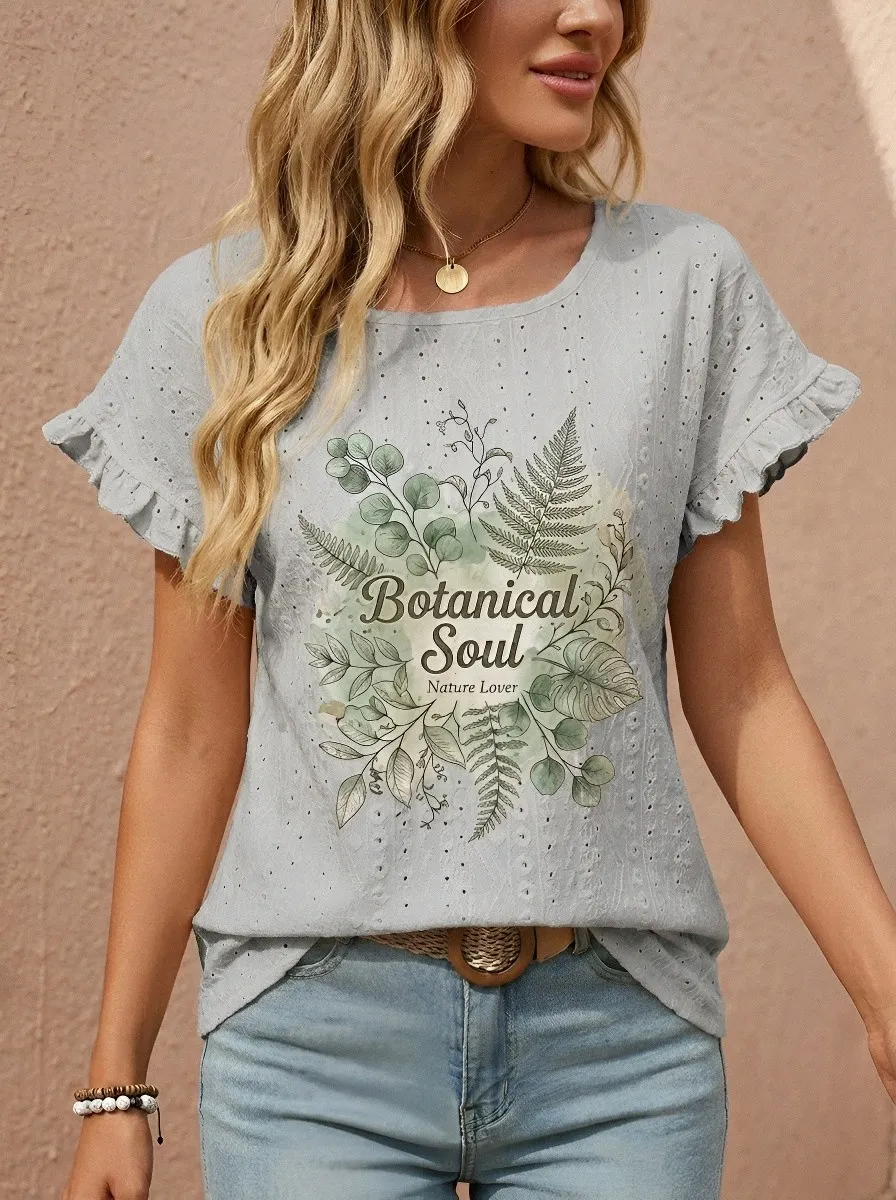 Women's Nature Lover Botanical Soul Fern Leaf Printed Top