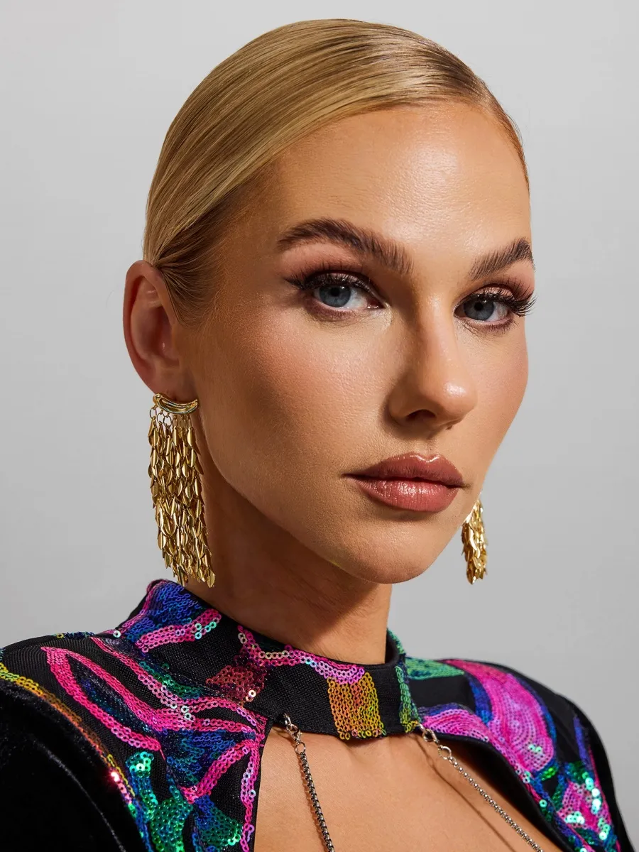 Blake  Leaf Fringe Drop Earrings