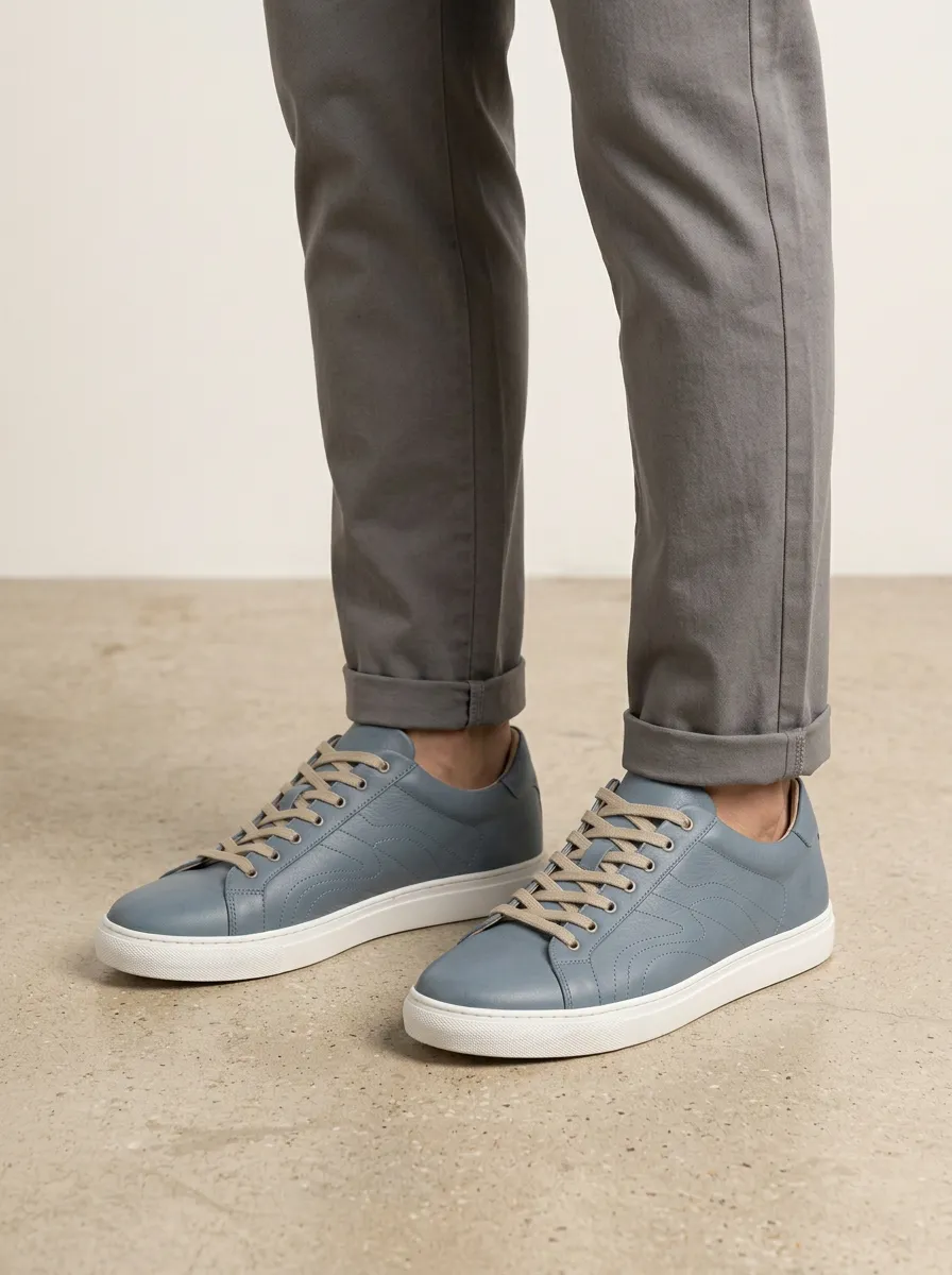 Men's Minimalist Leather Stitched Casual Sneakers