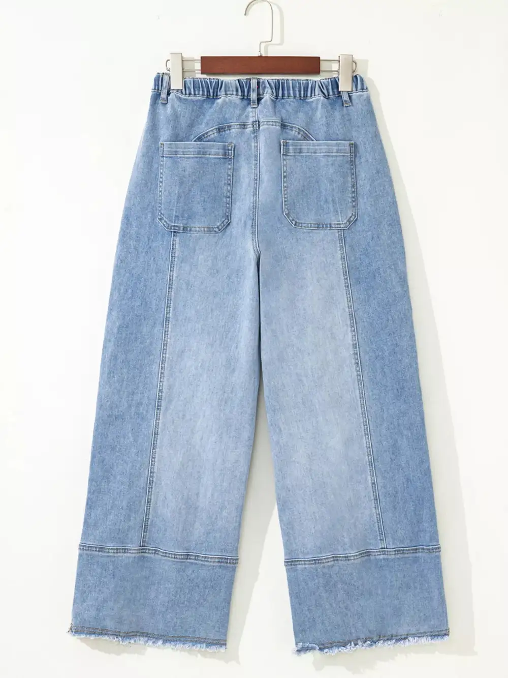 Wide Leg Drawstring Raw Hem Jeans