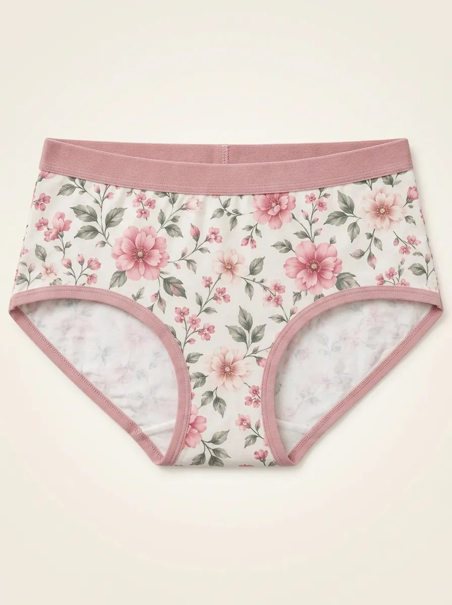 Women's Printed Briefs with Floral Flower Detail