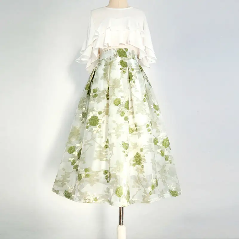 Easy Leisure Embroidered Flared Skirt