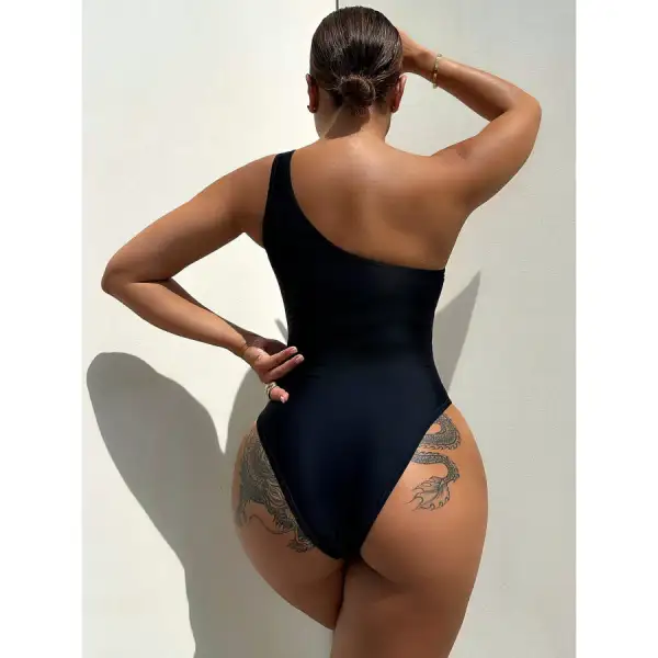 Women's One-Shoulder Sleeveless One-Piece Swimsuit