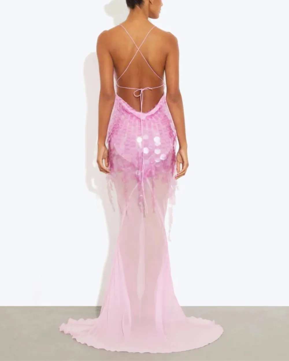 Sequin Sheer Mermaid Evening Gown