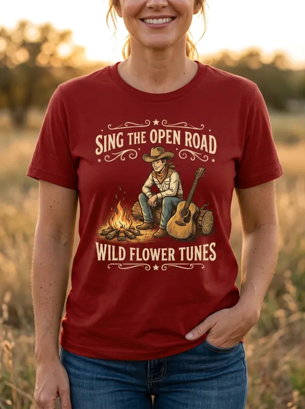 Festival Guitar Campfire Country Music Crewneck T-Shirt