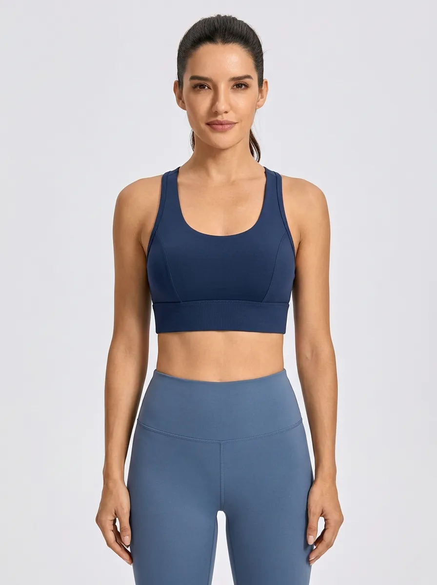 Women's Crisscross Back Sports Bra with Printed Detail