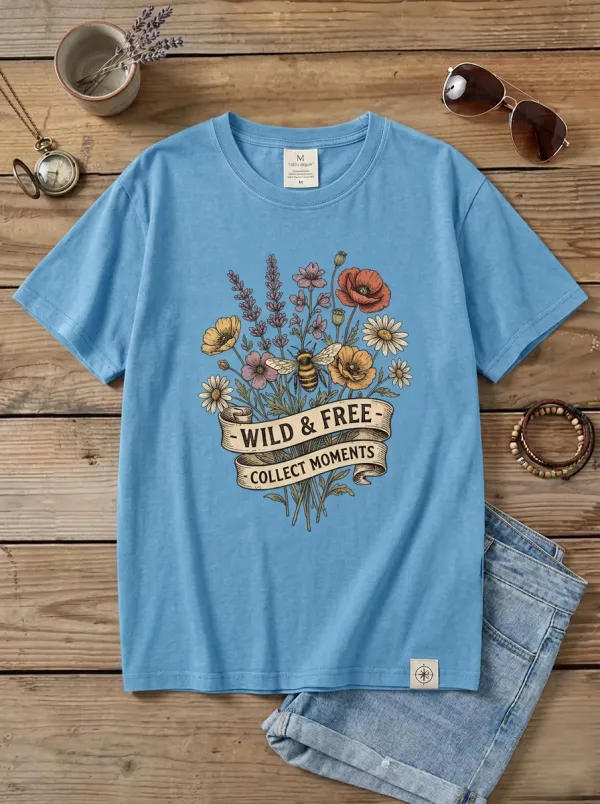 Wild And Free Bee Floral Bouquet T-Shirt