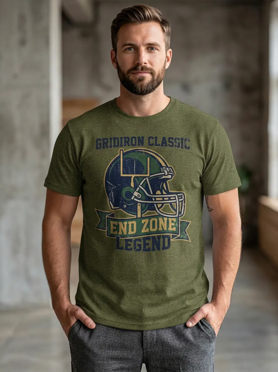 Men's Casual Helmet Football Gridiron Crew Neck Graphic T-Shirt