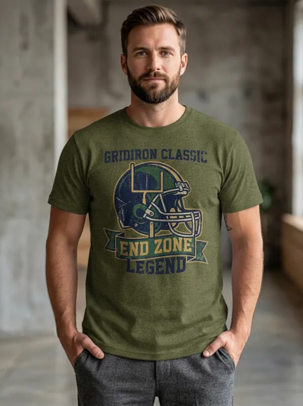 Men's Casual Helmet Football Gridiron Crew Neck Graphic T-Shirt