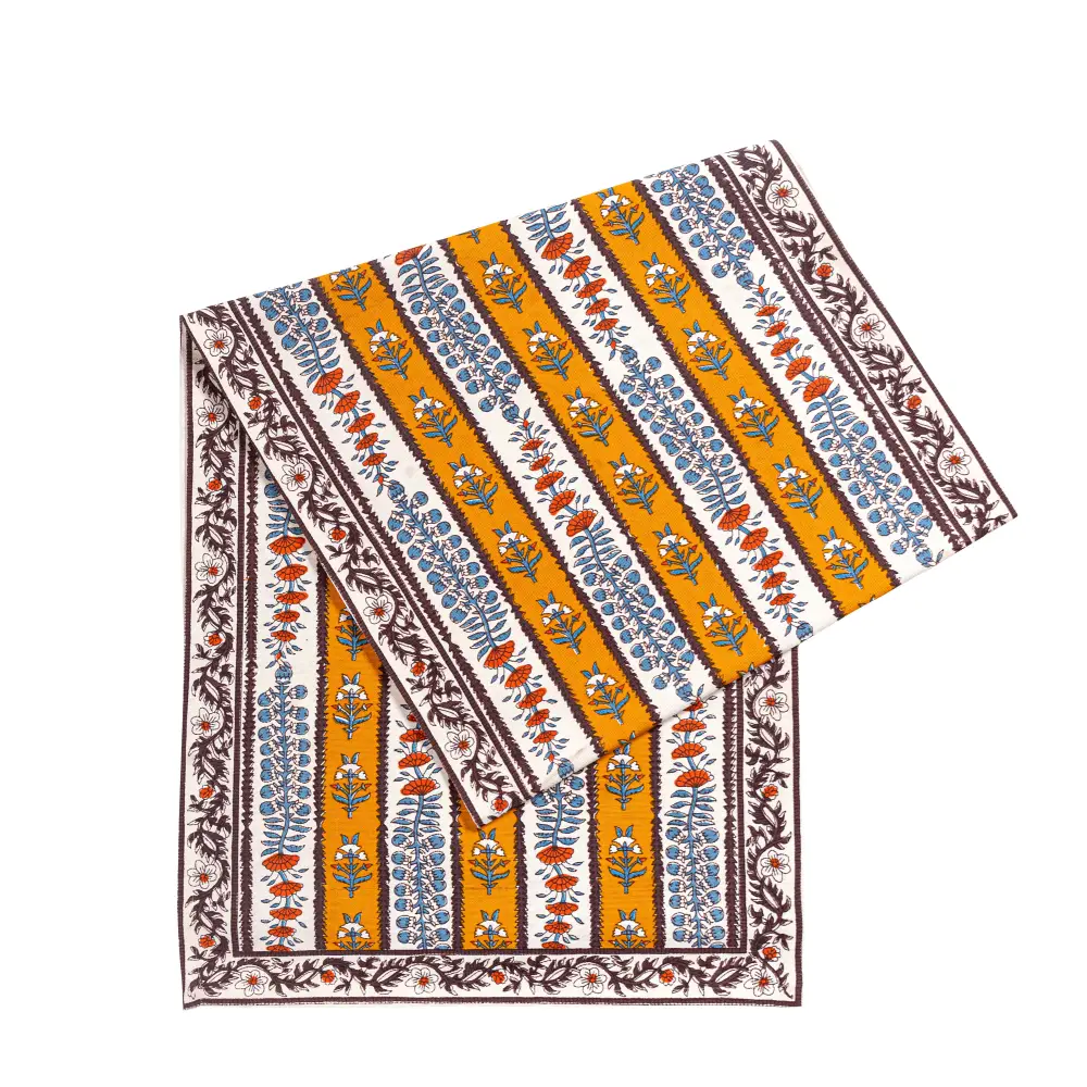 Sunwashed Botanical Cafe Table Runner
