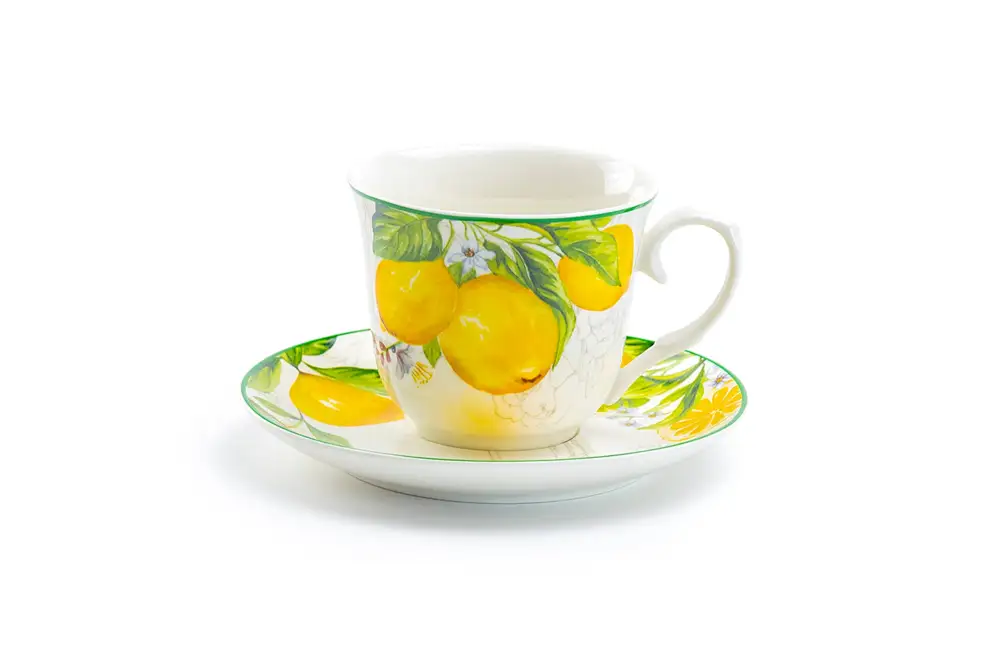Lemon Garden Porcelain Tea Cup And Saucer