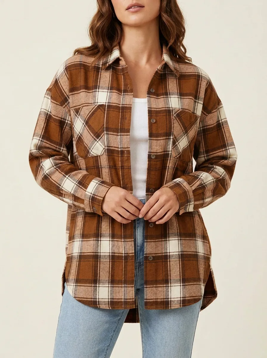Natural Plaid Plaid Long-Sleeve Shirt