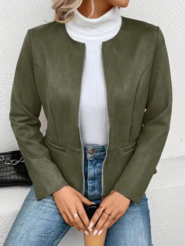 Zip Front Jacket Relaxed Fit