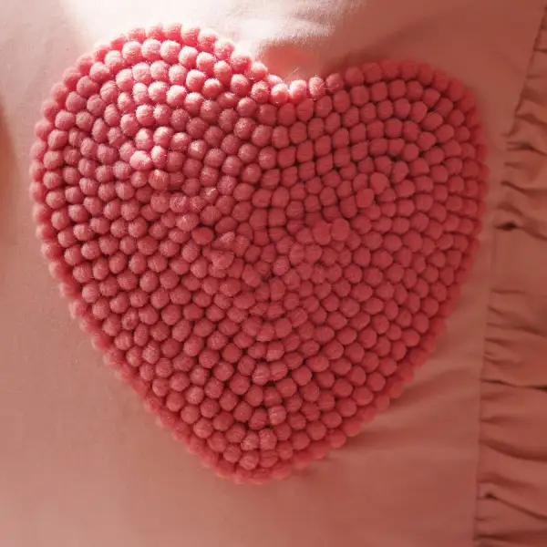Pink Applique Ruffle Cushion Cover