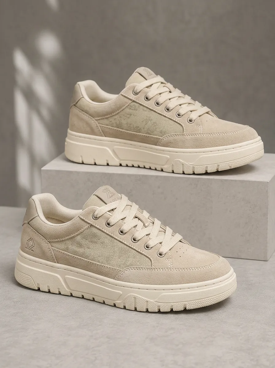 Men's Modern Casual Minimalist Suede Printed Sneakers