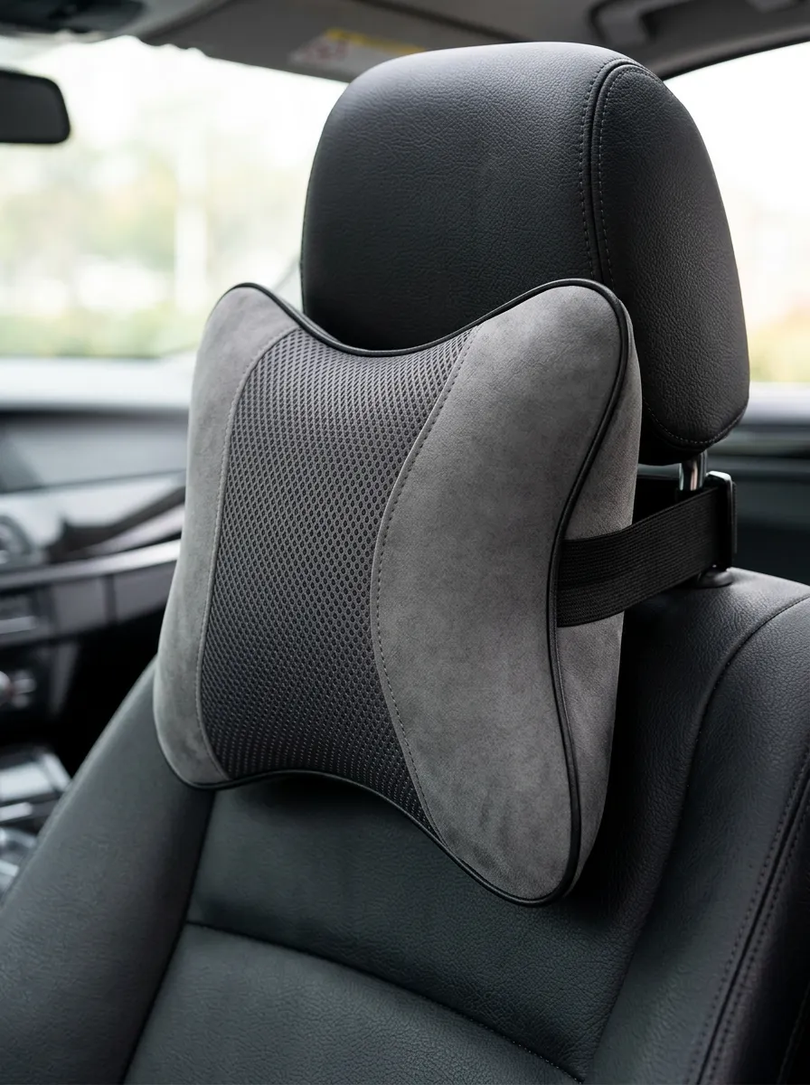 Clean Line Mesh Suede Ergonomic Neck Support Cushion