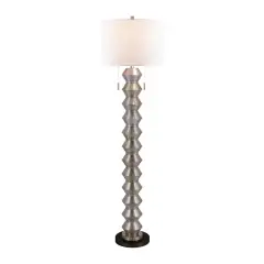 Linen-Shade Metal Floor Lamp