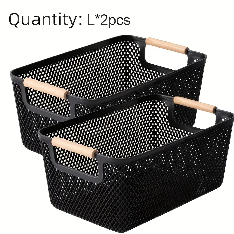 2pcs Modern Open-Top Plastic Storage Basket
