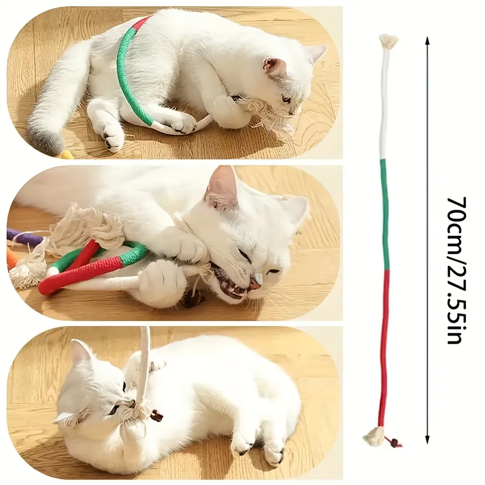 3 Pcs Colorful Rope Cat Teaser Toys