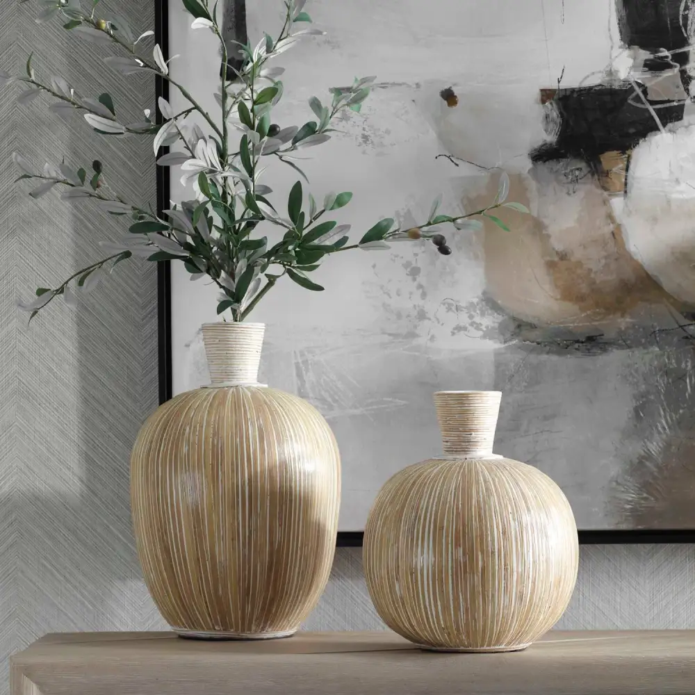 Terracotta Striped Vases