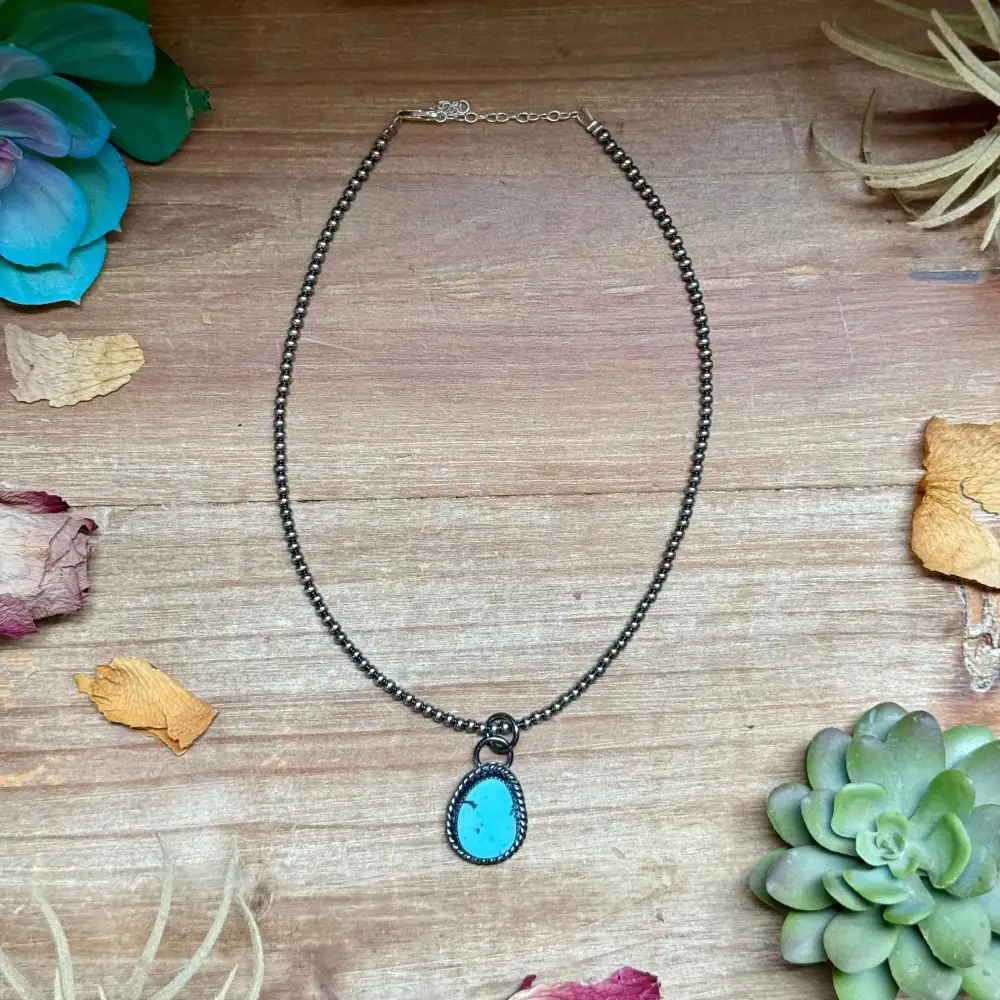 Charm Layered Turquoise Pearl Sterling Silver Necklace