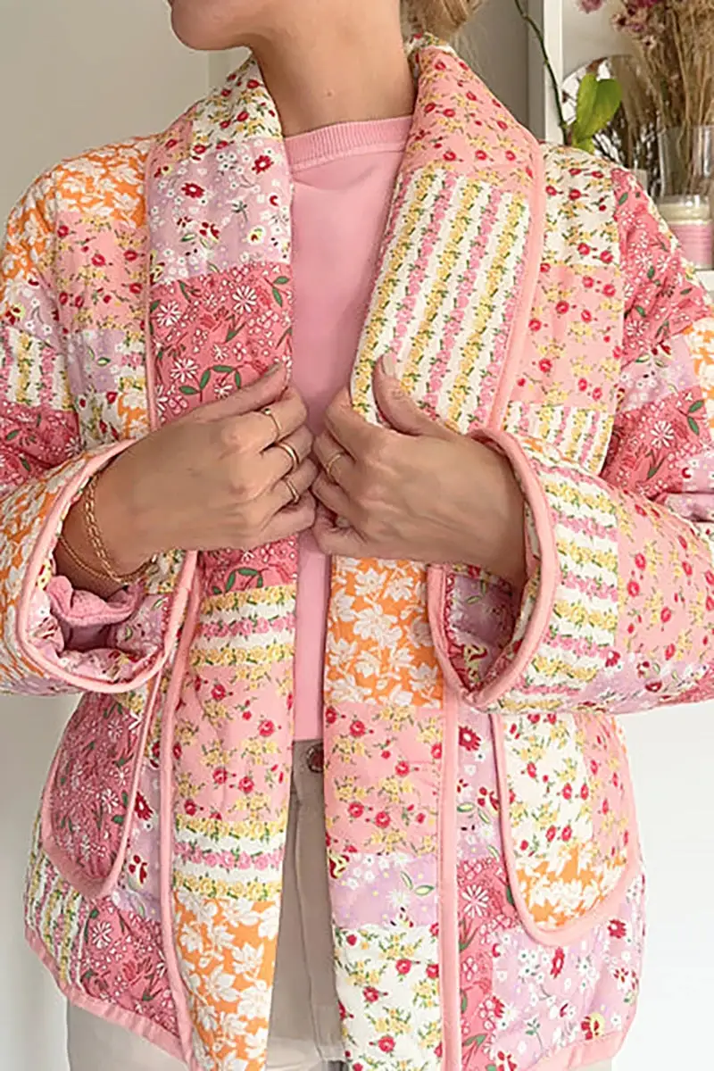 Lapel Collar Polyester Printed Jacket
