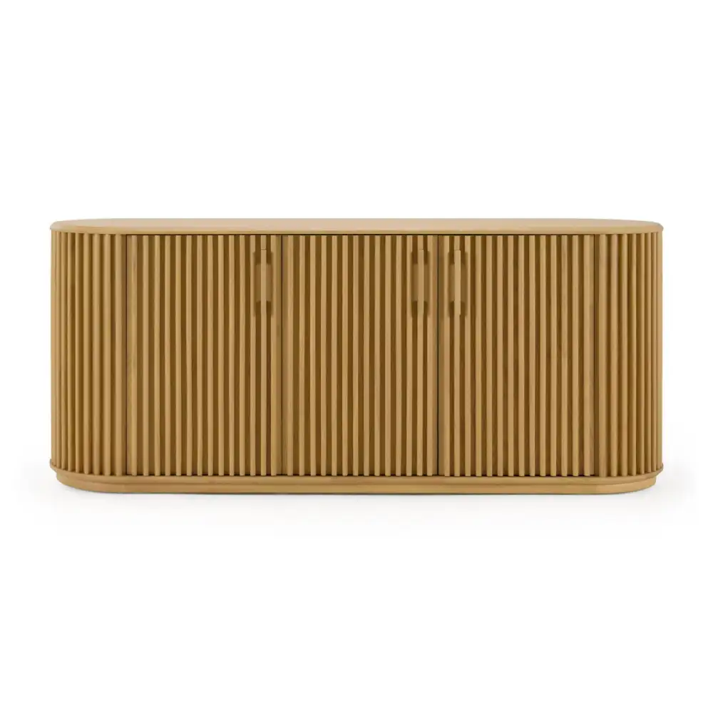 Oak Slatted Three-Door Buffet