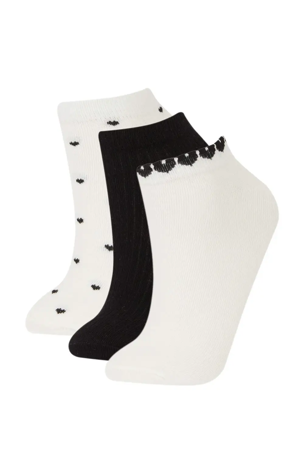Three Pairs Of Heart-Shaped Patterned Ankle Socks