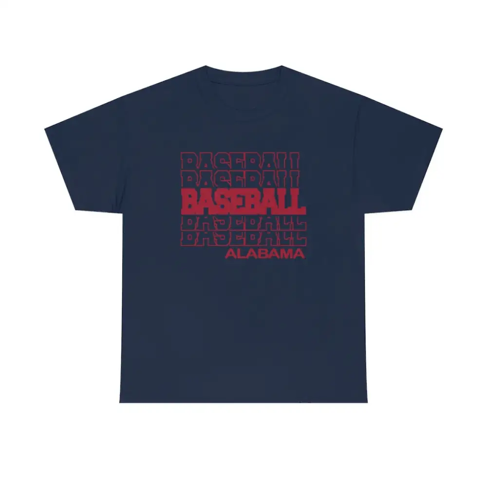 Baseball Alabama in Modern Stacked Lettering T-Shirt